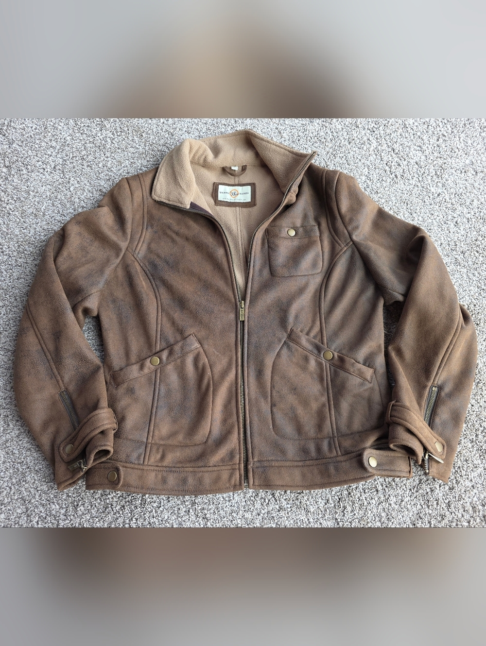 Wilsons Leather Faux Leather Brown Suede Zip-Front Jacket Size Large